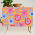Folk Floral Blossoms in Sweet Peach Credenza Gallery Image 1