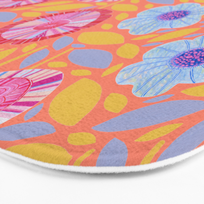 Folk Floral Blossoms in Sweet Peach Bath Mat Gallery Image 3