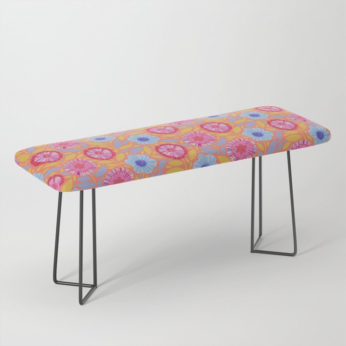 Folk Floral Blossoms in Sweet Peach Bench Gallery Image 1