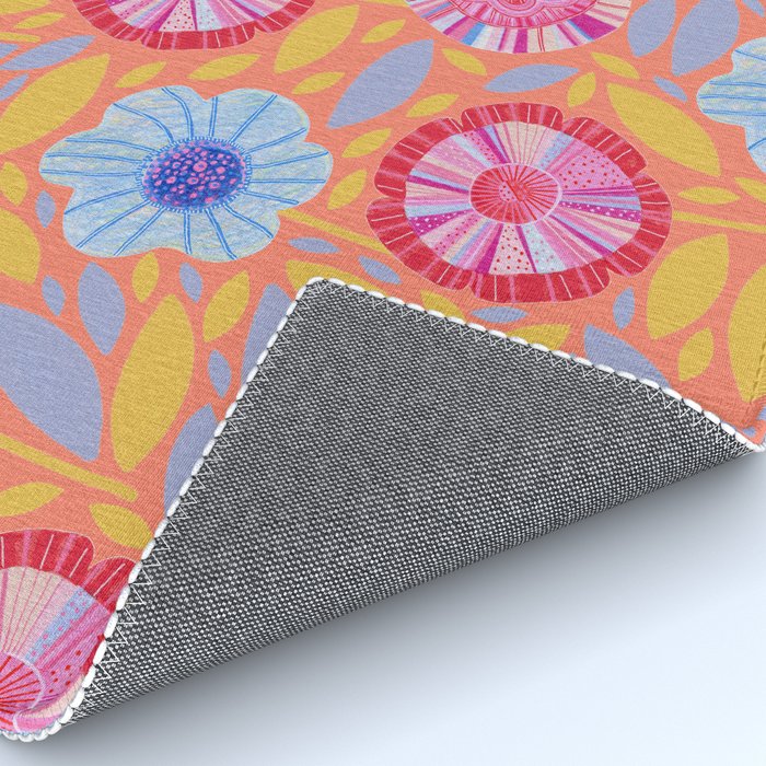 Folk Floral Blossoms in Sweet Peach Rug Gallery Image 4
