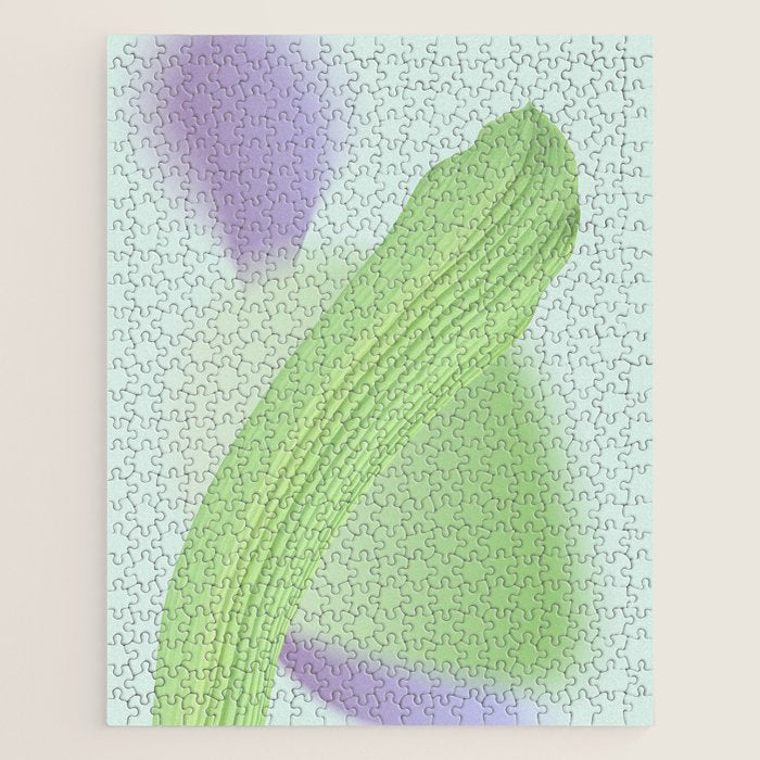 Spring Bud Lavender: Abstract Brush Strokes on Gradient Color - 002 Jigsaw Puzzle Gallery Image 1
