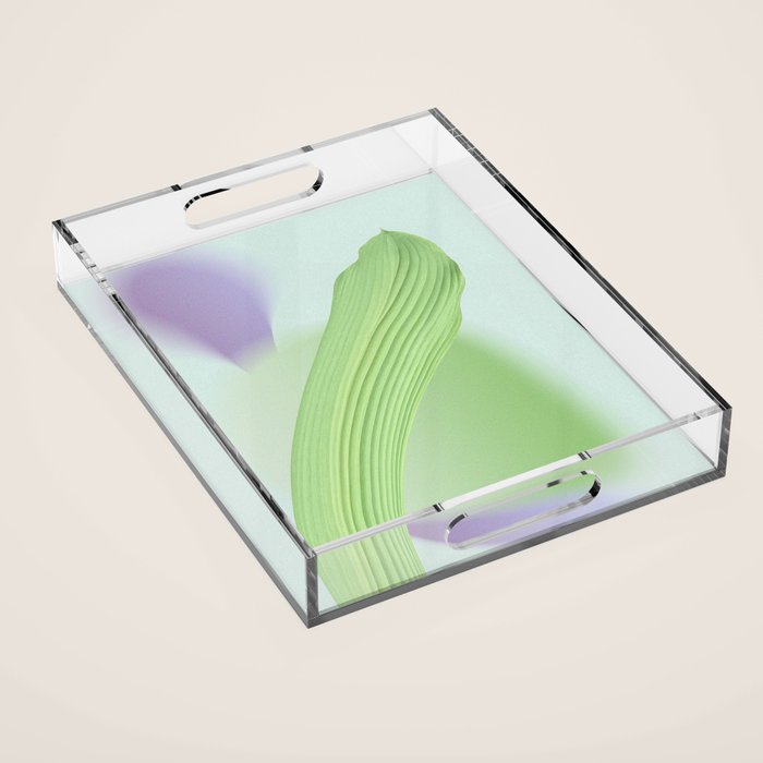 Spring Bud Lavender: Abstract Brush Strokes on Gradient Color - 002 Acrylic Tray Gallery Image 1