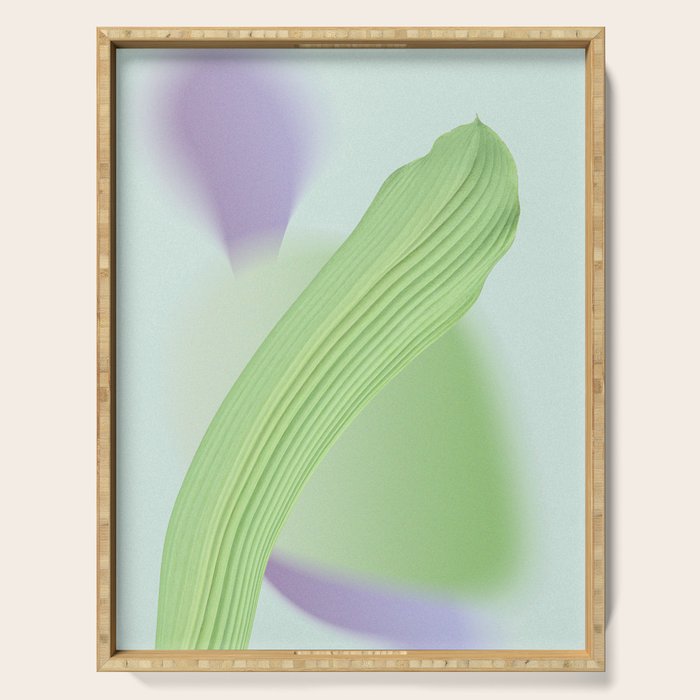 Spring Bud Lavender: Abstract Brush Strokes on Gradient Color - 002 Serving Tray Gallery Image 1