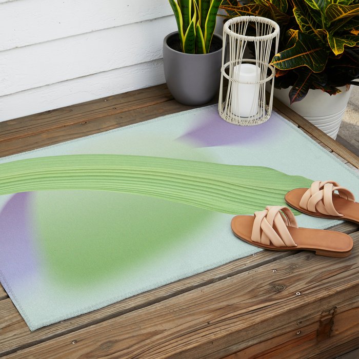 Spring Bud Lavender: Abstract Brush Strokes on Gradient Color - 002 Outdoor Rug Gallery Image 2