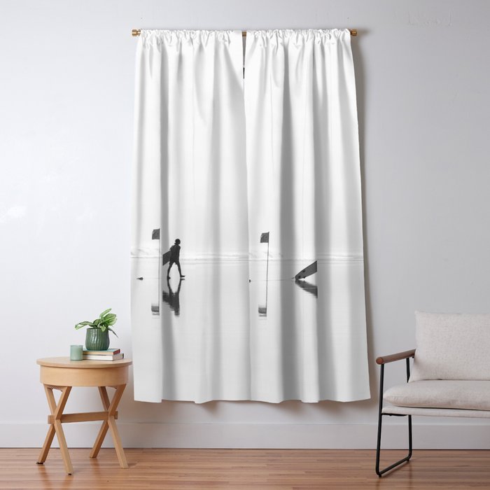 Modern Coastal Surfer Photography Window Curtain Gallery Image 5