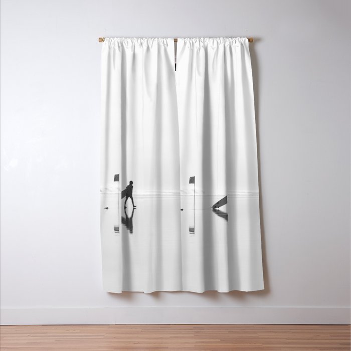 Modern Coastal Surfer Photography Window Curtain Gallery Image 3