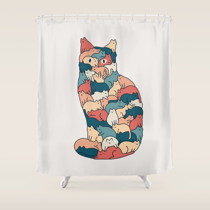 Cat Landscape 185: How many cats? Shower Curtain Gallery Image 1
