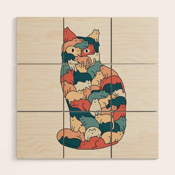 Cat Landscape 185: How many cats? Wood Wall Art Gallery Image 1