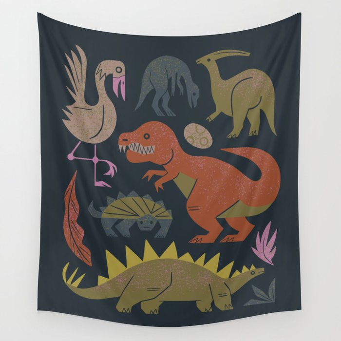 Jurassic Friends (Dark) Wall Tapestry Gallery Image 4