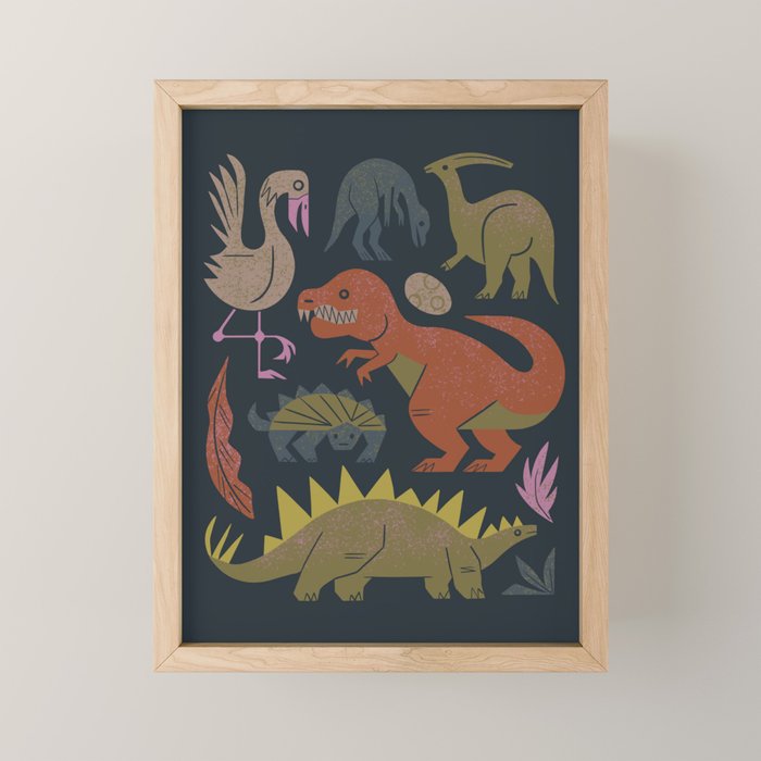 Jurassic Friends (Dark) Mini Art Print Gallery Image 1