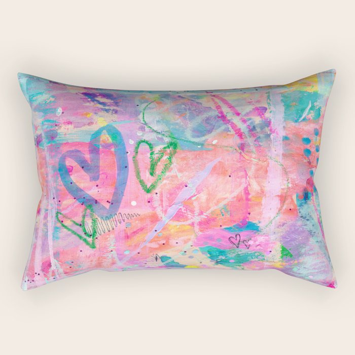 Girly Graffiti with Hearts and Doodles Rectangular Pillow Gallery Image 2