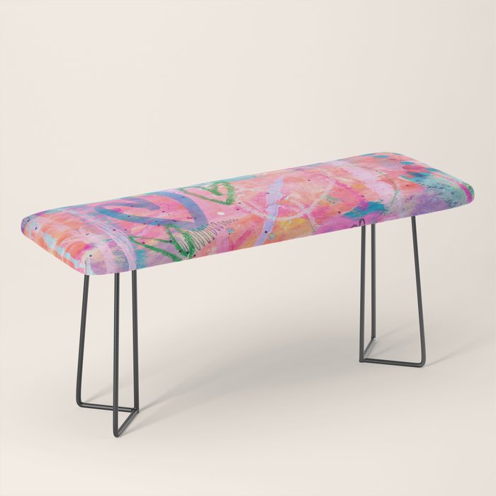 Girly Graffiti with Hearts and Doodles Bench Gallery Image 1