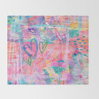 Girly Graffiti with Hearts and Doodles Throw Blanket Gallery Image 2