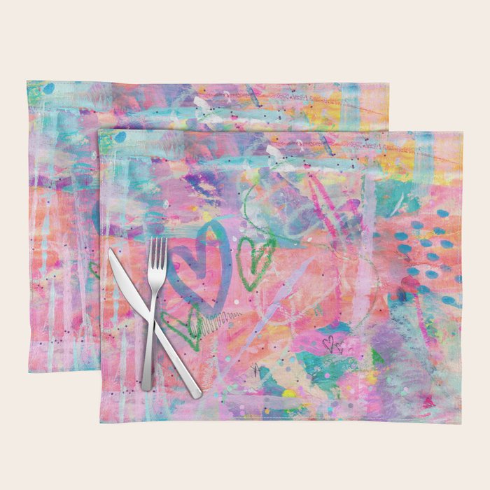Girly Graffiti with Hearts and Doodles Placemat Gallery Image 1