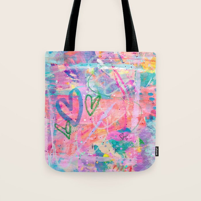 Girly Graffiti with Hearts and Doodles Tote Bag Gallery Image 1