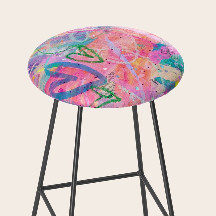Girly Graffiti with Hearts and Doodles Stool Gallery Image 2