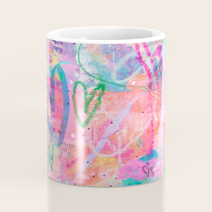 Girly Graffiti with Hearts and Doodles Coffee Mug Gallery Image 4
