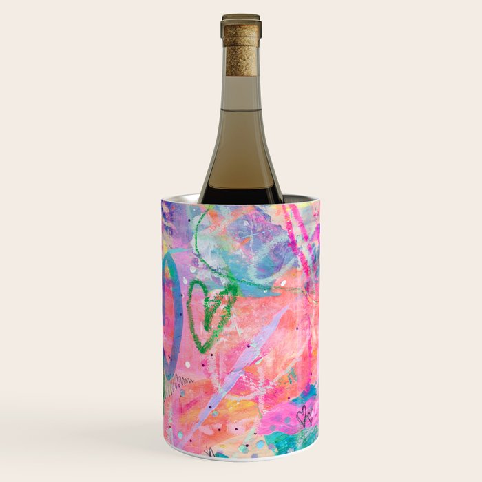 Girly Graffiti with Hearts and Doodles Wine Chiller Gallery Image 1