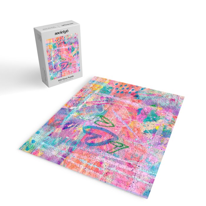 Girly Graffiti with Hearts and Doodles Jigsaw Puzzle Gallery Image 2