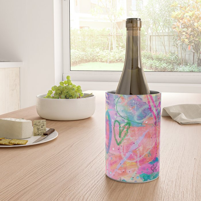 Girly Graffiti with Hearts and Doodles Wine Chiller Gallery Image 4