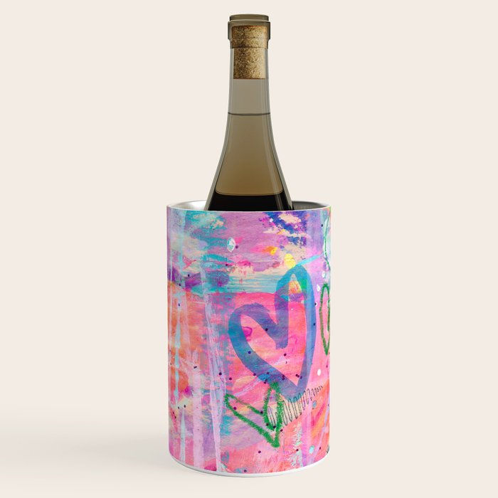 Girly Graffiti with Hearts and Doodles Wine Chiller Gallery Image 2