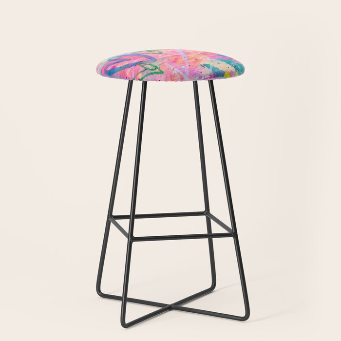 Girly Graffiti with Hearts and Doodles Stool Gallery Image 1