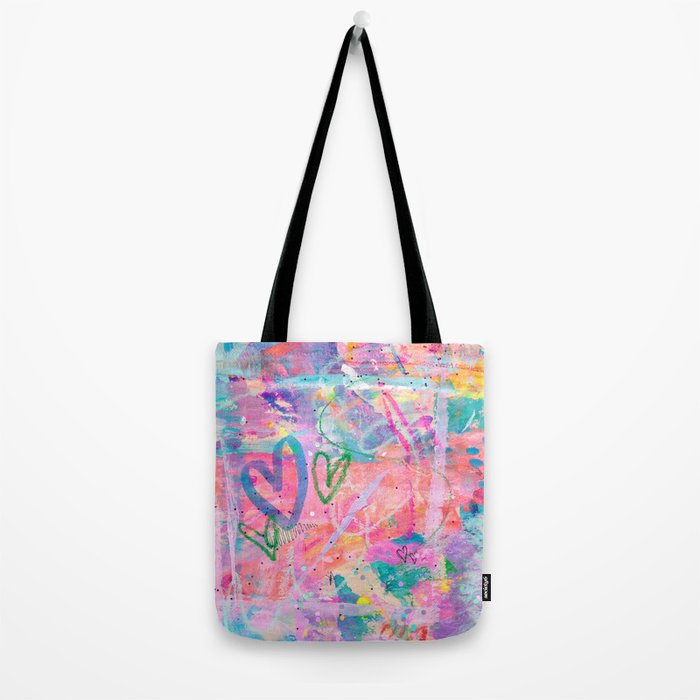 Girly Graffiti with Hearts and Doodles Tote Bag Gallery Image 2