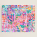 Girly Graffiti with Hearts and Doodles Jigsaw Puzzle Gallery Image 1