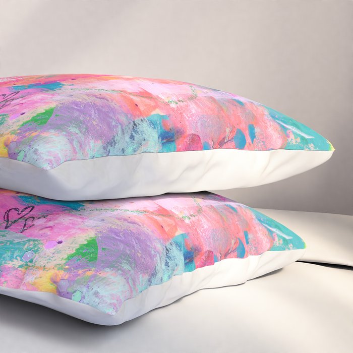 Girly Graffiti with Hearts and Doodles Pillow Sham Gallery Image 3