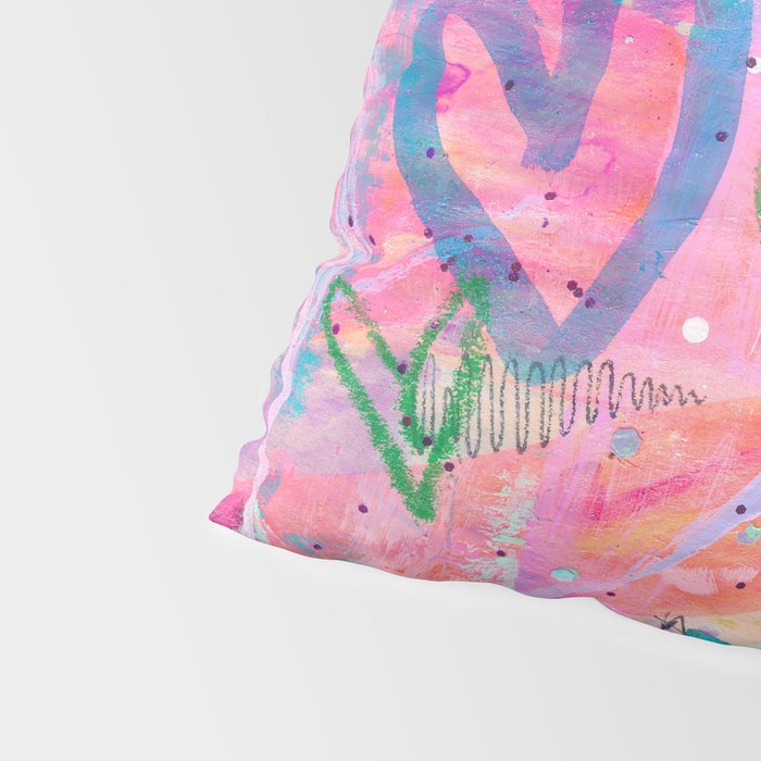 Girly Graffiti with Hearts and Doodles Pillow Sham Gallery Image 4