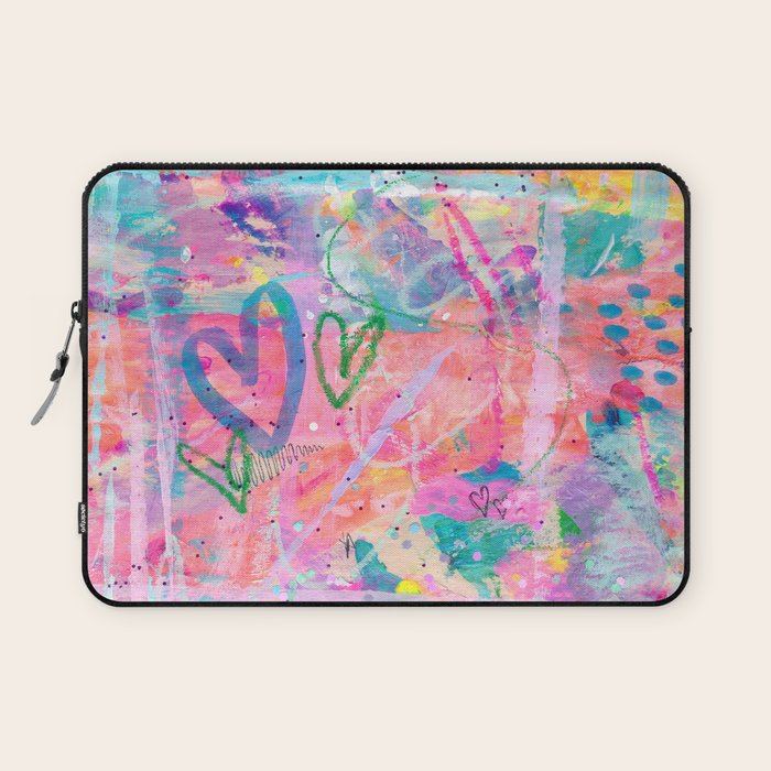 Girly Graffiti with Hearts and Doodles Laptop Sleeve Gallery Image 1