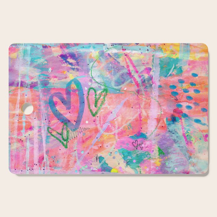 Girly Graffiti with Hearts and Doodles Cutting Board Gallery Image 1