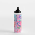 Girly Graffiti with Hearts and Doodles Water Bottle Gallery Image 3