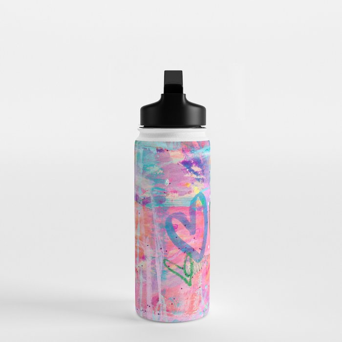 Girly Graffiti with Hearts and Doodles Water Bottle Gallery Image 3