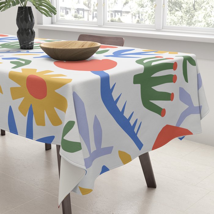 Colorful abstract flower art pattern Tablecloth Gallery Image 3