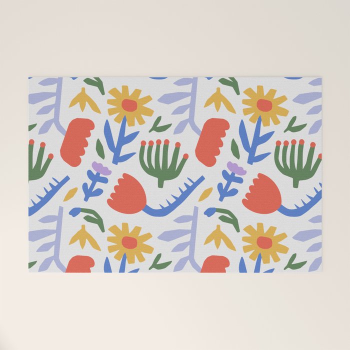 Colorful abstract flower art pattern Welcome Mat Gallery Image 1