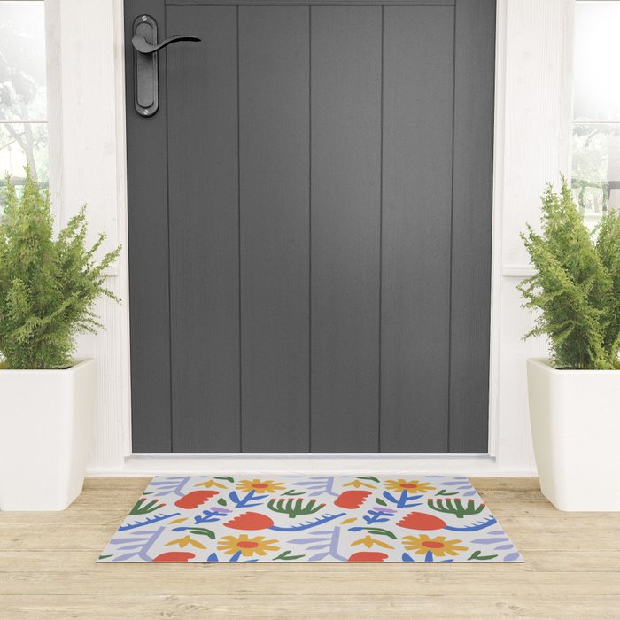 Colorful abstract flower art pattern Welcome Mat Gallery Image 3