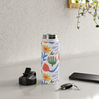 Colorful abstract flower art pattern Water Bottle Gallery Image 4
