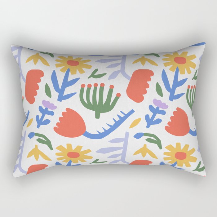 Colorful abstract flower art pattern Rectangular Pillow Gallery Image 1