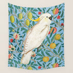 Tropical Cockatoo Bird on Antique William Morris Four Fruits Pattern Wall Tapestry Gallery Image 4