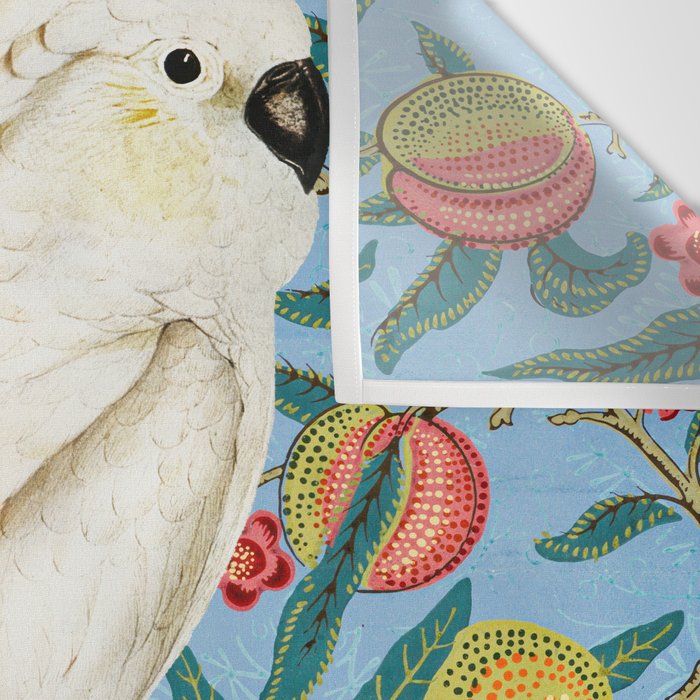 Tropical Cockatoo Bird on Antique William Morris Four Fruits Pattern Wall Tapestry Gallery Image 3