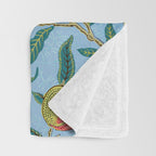 Tropical Cockatoo Bird on Antique William Morris Four Fruits Pattern Throw Blanket Gallery Image 3