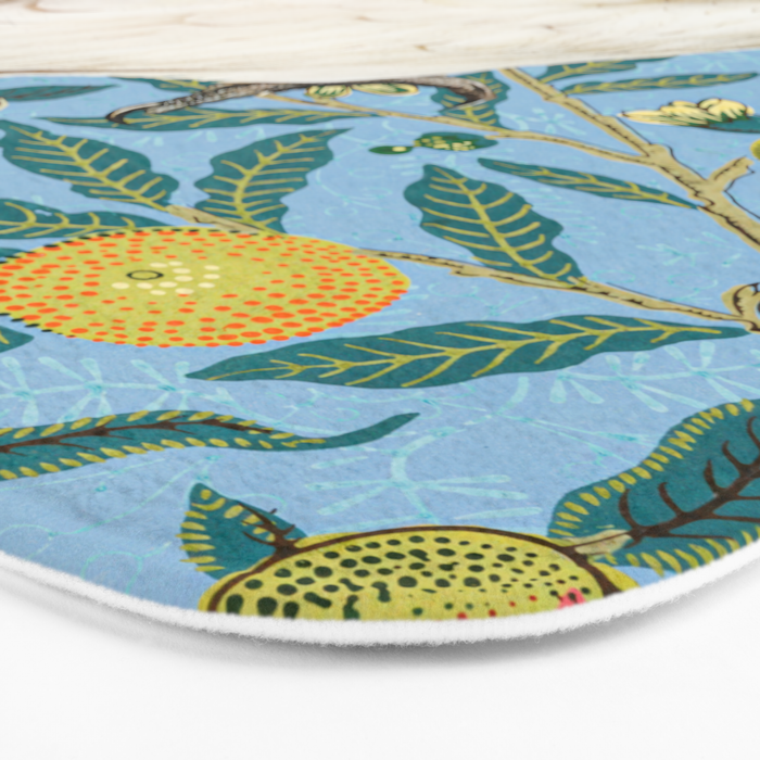 Tropical Cockatoo Bird on Antique William Morris Four Fruits Pattern Bath Mat Gallery Image 3