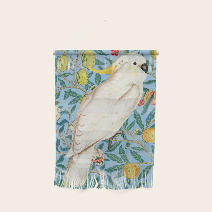 Tropical Cockatoo Bird on Antique William Morris Four Fruits Pattern Wall Hanging Gallery Image 1