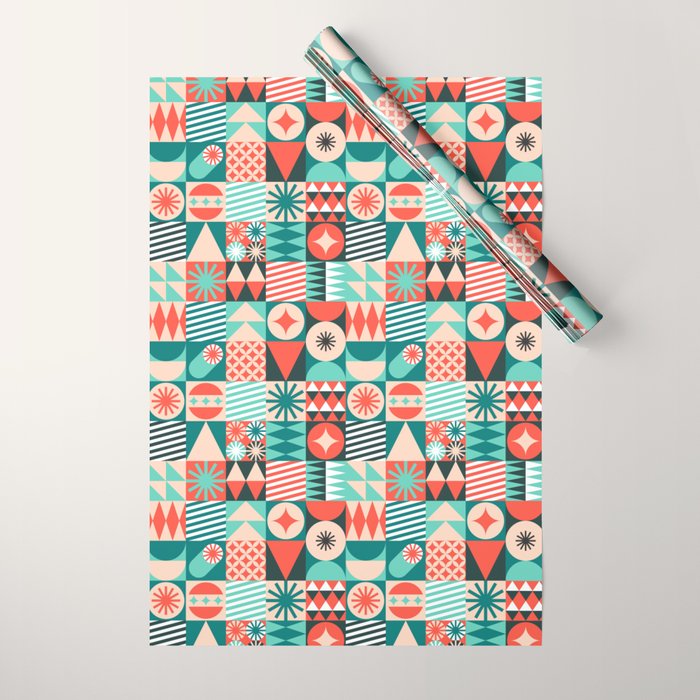 Mid Century Retro Holiday Wrapping Paper Gallery Image 1