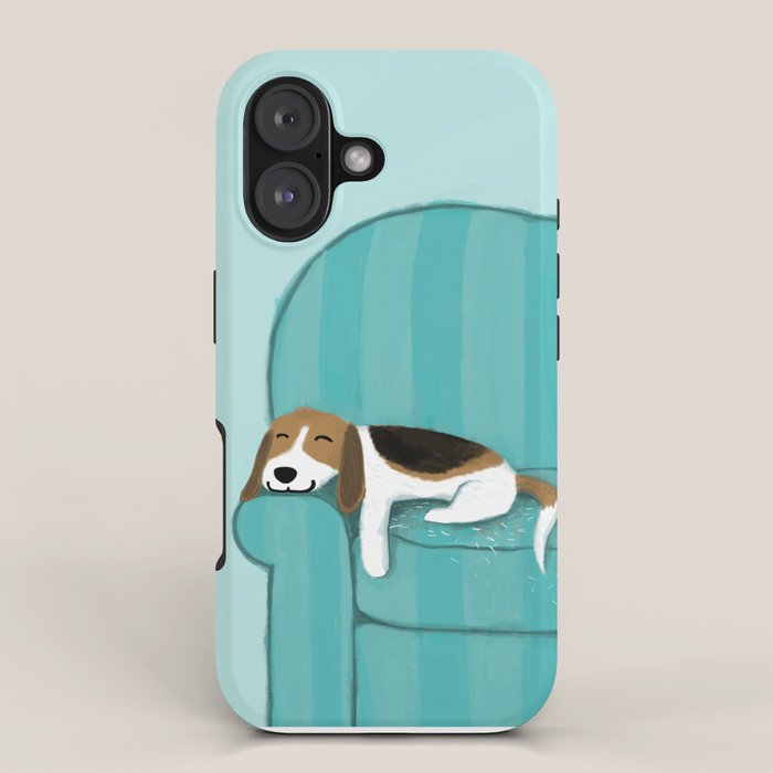 Happy Couch Beagle | Cute Sleeping Dog iPhone Case Gallery Image 1