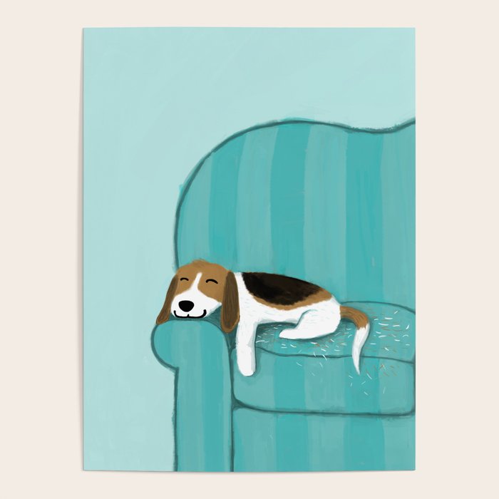 Happy Couch Beagle | Cute Sleeping Dog Poster Gallery Image 4