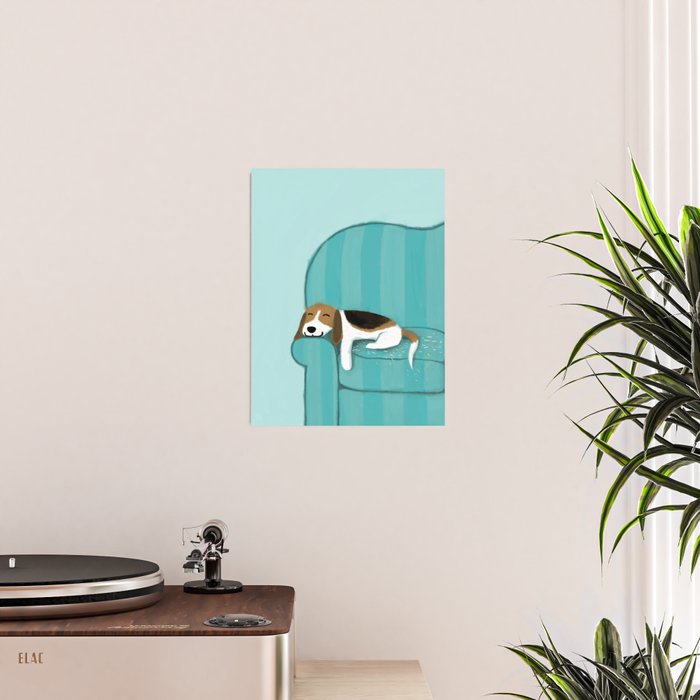 Happy Couch Beagle | Cute Sleeping Dog Poster Gallery Image 2