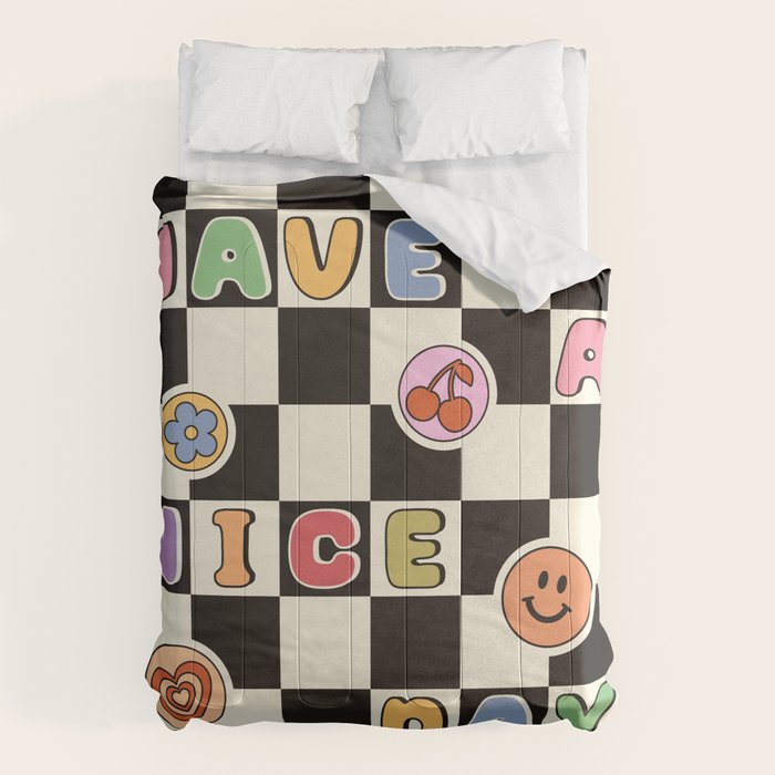 Have A Nice Day. Y2k Stickers, Black & White Checker Comforter Gallery Image 6