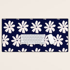 Retro Daisy  Pattern - White and Navy  Desk Mat Gallery Image 1